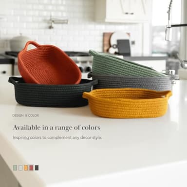 Cozytoon 5-Piece Storage Basket Set - Durable Cotton Rope Storage Bins for Bathroom, Kitchen, Nursery, and Living Room Organization - Multi-Use Baskets for Shelves, Clothes, Towels and Laundry - Image 5