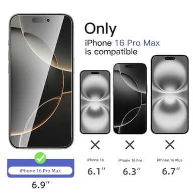 NEW'C 3x Privacy for iPhone 16 Pro Max Screen Protector (6.9 inches)+ 3x Camera Lens Protector, Sensor Protection, Case Friendly Tempered Glass Film + Dust Plug - Easy installation tool included - Image 2