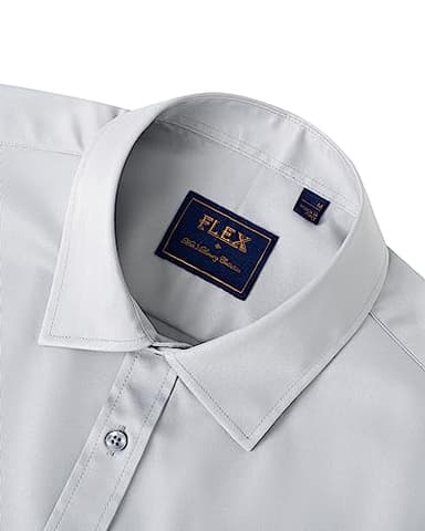 Alimens & Gentle Mens Short Sleeve Dress Shirts Wrinkle Free Solid Casual Button Down Shirts with Pocket, Light Grey, Small - Image 3