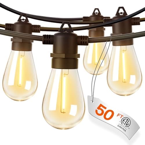 addlon 50FT LED Outdoor String Lights with Edison Shatterproof Bulbs, Weatherproof Strand, Commercial Grade Patio Lights, Decorative for Garden or Patio, Black - Image 1