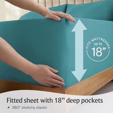 LuxClub Twin XL Sheets - Soft Twin Bed Sheets for Boys and Girls, 3 PC Deep Pockets Wrinkle Free Kids Fitted Sheets Machine Washable Hotel Bedding Silky Soft - Teal Twin XL - Image 6