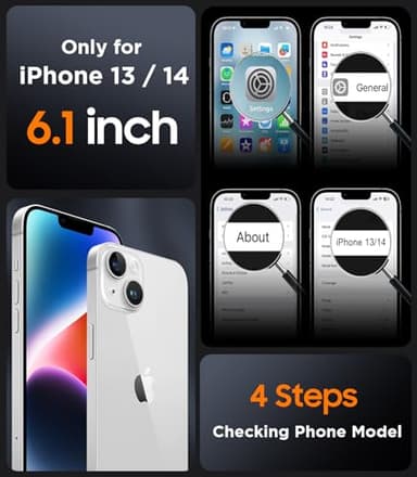 SPIDERCASE Designed for iPhone 14 Case/iPhone 13 Case, Magnetic Translucent [2 Pack Tempered Glass Screen Protector] Anti-Fingerprint Anti-Scratch for iPhone 14/13 6.1”, Black - Image 2