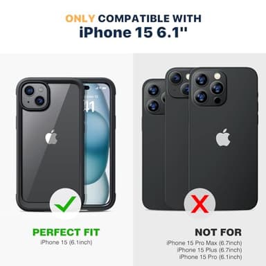 Diaclara Designed for iPhone 15 Case, Full Body Rugged Case with Built-in Touch Sensitive Anti-Scratch Screen Protector, with Camera Lens Protector for iPhone 15 6.1" (Black and Clear) - Image 7