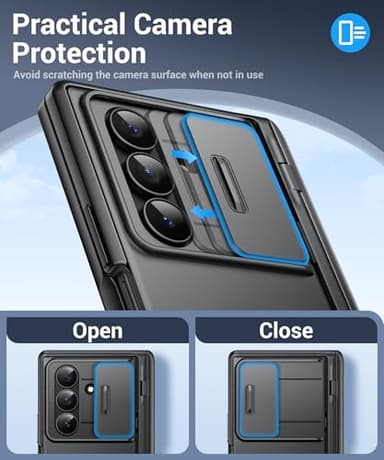 BERFY for Z Fold 7 Case with Privacy Screen Protector, [Anti Spy] Hidden Kickstand & Slide Camera Cover & Hinge Protective, Full Body Shockproof Slim Hard Phone Case for Samsung Galaxy Z Fold 7, Black - Image 4