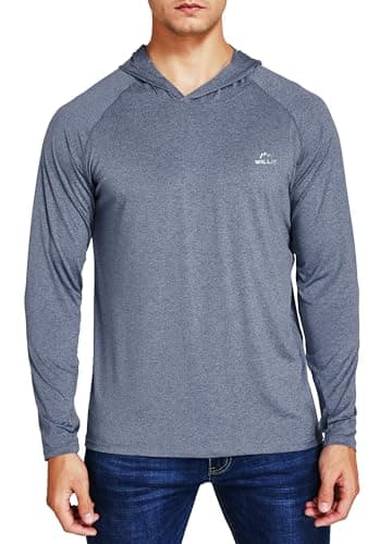 Willit Men's Sun Shirts UPF 50+ Rash Guard Long Sleeve Sun Protection Hoodie SPF UV Fishing Lightweight Athletic Running Heather Gray XL - Image 6