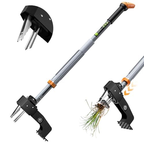SOOTFRO Weed Puller Tool - Stand Up Weed Puller with 4-Claw Steel Head, 39"-46" Retractable Handle & Easy-Eject Mechanism for Dandelions, Clover & More, No Bending or Kneeling