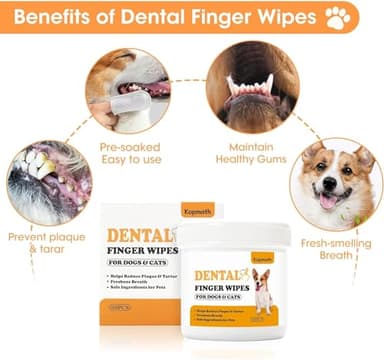 Kopmath Dog Dental Wipes, Dog Teeth Cleaning Finger Wipes, Reduce Plaque & Tartar, Freshen Breath, Safe Natural Pet Dental Care Finger Wipes for Dog & Cat, Portable & Disposable Dog Tooth Wipes, 50 Ct - Image 4