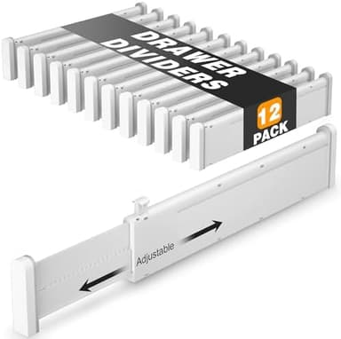 HiYZ Expandable Drawer Dividers - 12.6-22.8'' Adjustable Drawers Organizers for Kitchen Utensils, Drawer Separators in Bedroom, Dresser, Office, Bathroom, Fridge, 12 Pack Long Dividers-Gray - Image 3