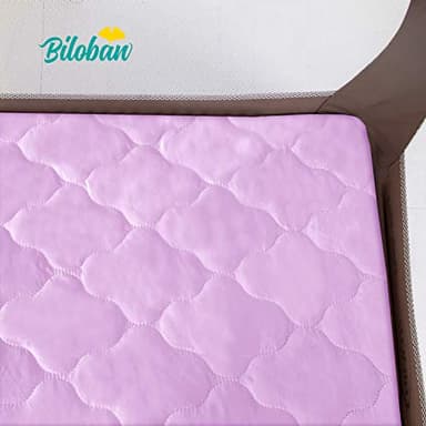 Biloban Waterproof Sheet for Pack n Play Quilted, Playard Sheet Protector 39inch X 27inch fits for Baby Foldable and Playard Mattress, Portable Mini Crib, Lavender - Image 4