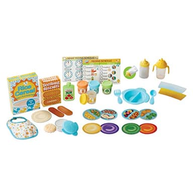 Melissa & Doug Mine to Love Mealtime Play Set for Dolls with Bottle, Pretend Baby Food Jars, Snack Pouch, More (24 pcs) - Image 4