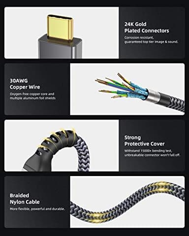 Maxonar [2 Pack 3.3FT] Thunderbolt 4 Cable with 40Gbps Sync, 240W Charging, 8K/5K@60Hz Display for MacBook, SSD, iPhone 16/15, Docking, eGPU, Monitor - Image 5