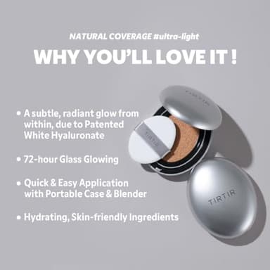 TIRTIR Mask Fit Aura Silver Cushion Foundation | Semi-glow Finish, Natural Coverage, Moisturizing, Lightweight, Korean cushion foundation (#35N Walnut, Full Size, 0.63 Fl Oz) - Image 5