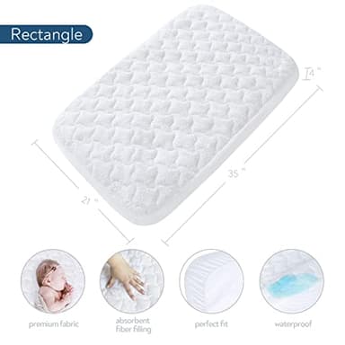Bassinet Mattress Pad Cover 20" x 28"-Fit for Graco Travel Lite Crib/Sense2Snooze, Guava Lotus, Maxi-COSI Swift Lightweight, Waterproof Quilted Bassinet Mattress Protector - Image 3