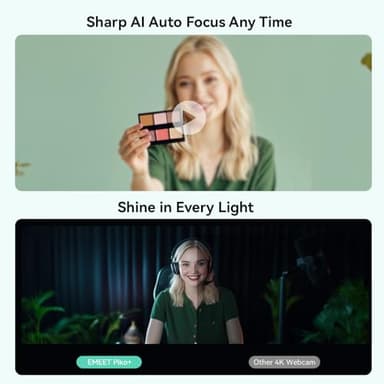 EMEET Piko+ Webcam 4K, World's 1st Dual-Camera AI-Powered 4K Webcam, 1/2.55'' Sony Sensor, 3 Mics&3 Sound Modes, Panda Magnetic Privacy Cover, USB C-C&C-A, Ideal for Livestreamers and Content Creators - Image 4