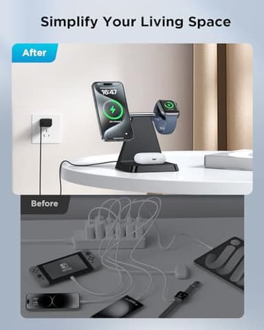 Charging Station for Multiple Devices Apple: Woruda 3 in 1 Magnetic Wireless Charger Stand for Mag Safe iPhone - Nightstand Charging Dock for iPhone 16 15 14 13 12 Pro Max Plus Apple Watch Airpods - Image 4