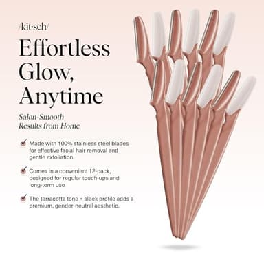 Kitsch Dermaplane Razor for Women Face – Face Razors for Women & Men, Eyebrow Trimmer & Face Shaver – Exfoliating Facial Razor & Skin Care Tool for Smoother Skin - Terracotta, 12 pcs - Image 2