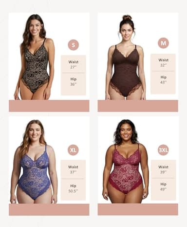 FeelinGirl Shapewear Bodysuit Women Tummy Control Lace Shapewear V Neck Backless Tank Top Thong Body Shapewear Black M - Image 5