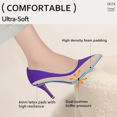 IDIFU Purple High Heels Pumps Closed Toe Heels Women's Pumps Stiletto Pointed Toe Dress Shoes Wedding Prom Bridal Work Office Bride Trendy Dressy Comfortable Classic Pumps Shoes(Purple Suede,6) - Image 3