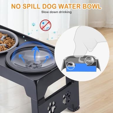 Elevated Dog Bowls, Raised Dog Bowl with 2 Stainless Steel Dog Food Bowls, Dog Bowls Stand Adjusts to 5 Heights 2.95", 8.46", 9.65", 10.82", 12.01" for Small Medium Large Dogs Cats Pets,Black - Image 5