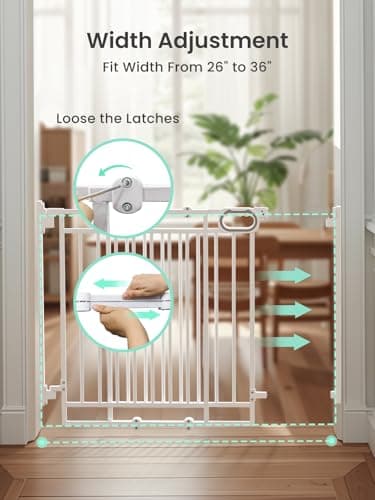 Mom's Choice GROWNSY Baby Gate No Bottom Bar, Adjustable Width 26” to 36” for Child and Pet, Dog Gate with Auto-Close & One-Hand Operation, Screw-in Installation for Doorways and Indoor Use - Image 4