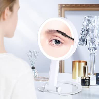 Makeup Mirror with Lights, 20X Magnifying Mirror with Light and Adjustable Brightness,Vanity Mirror with Lights and 3 Colors, 2-Sided Travel Mirror with Light, Tabletop Mirrors for Home and Outside - Image 7