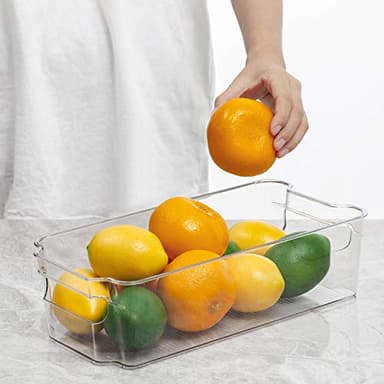 HOOJO Refrigerator Organizers and Storage - 8pcs Clear Plastic Bins For Fridge, Freezer, Kitchen Cabinet, Pantry Organization, BPA Free Fridge Organizer, 12.5" Long, Clear - Image 6
