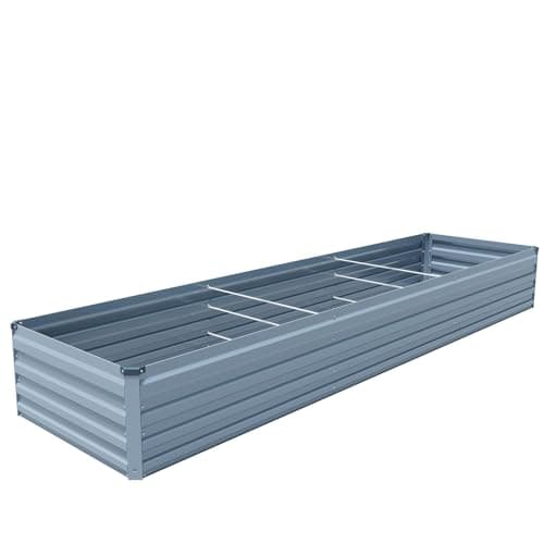 Foxlang 12x2x1.5ft Galvanized Raised Garden Bed,Outdoor Planter Box Metal Patio Kit Planting Bed for Vegetables Flowers Herb,Grey - Image 1