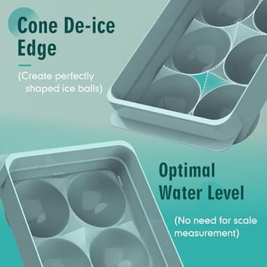WIBIMEN Large Ice Cube Molds, Big Round Whiskey Ice Cube Trays for Freezer, Easy to Fill & Release, Whiskey Bourbon Cocktail(1.9In*6 Balls- Blue/2 Pack) - Image 6