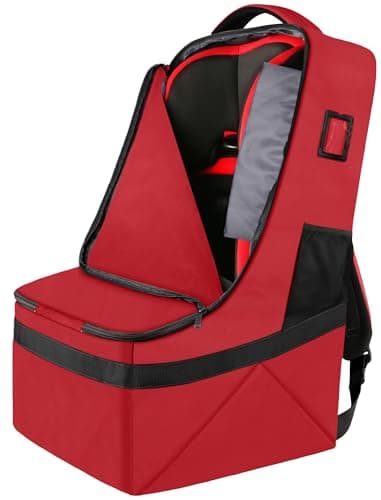 YOREPEK Car Seat Travel Bag, Padded Car Seats Backpack for Air Travel, Heavy Duty Carseat Travel Bag for Airplane, Airport Gate Check Bag (Red) - Image 1