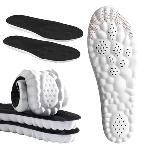 DWTWLE 4D Cloud Insoles for Men and Women Memory Foam Cloud Insoles Super Soft Anti-Fatigue, Shock Absorption, Relieve Foot Pain, (Black, Men: US 7-11) - Image 1