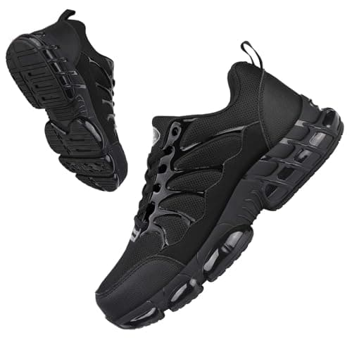 LIANGGO Steel Toe Sneakers for Men Women Safety Composite Toe Lightweight Work Shoes Indestructible Air Cushion Zapatos de seguridad para Hombres 45 Black - Image 1