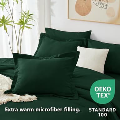 CozyLux King Comforter Set Emerald Green, 7 Pieces Bed in a Bag Bedding Comforter Set with Sheets, All Season Boho 7PC Bed Sets with Comforter, Fitted Sheets, Flat Sheets, Pillow Shams and Pillowcases - Image 4
