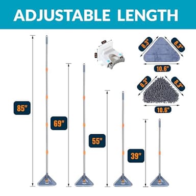 Generic Sekundoj Wall Cleaning Mop with Long Handle 85 inches, Wall Cleaner Kit with 6 Microfiber Reusable Mop, Wall Cleaner Multifunctional, Gray - Image 6