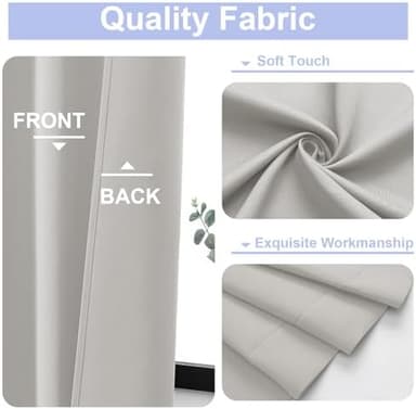Simplebrand Ava Natural Blackout Curtains for Bedroom 63 Inch Length 2 Panels Set, Solid Thermal Insulated Energy Saving Rod Pocket Window Treatment Curtains Blackout Drapes, W40 x L63 Inch, Natural - Image 4