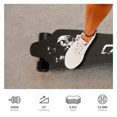 Caroma Electric Skateboards with Remote, 350W Hub-Motor Electric Longboard for Adults Teens, 12.4MPH Top Speed, 11Miles Max Range Black ESkateboard - Image 5