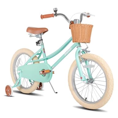 JOYSTAR 18 inch Girls Bike Ages 5-8 Years Old Kids (43"-59" Tall), Kids Bike with Training Wheels & Basket, Kids' Bicycle Mint Green - Image 1