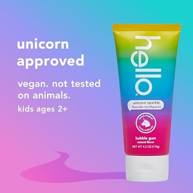 hello Unicorn Sparkle Kids Toothpaste with Fluoride, Bubble Gum Toothpaste, 4.2 Oz Tube (Pack of 3) - Image 5