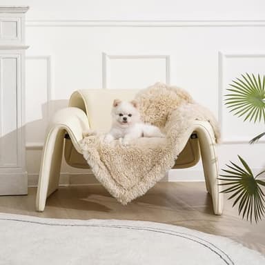 gogobunny Waterproof Dog Blanket for Large Dogs, Cats, Puppy, Reversible Faux Fur Pet Throw Blanket, Washable, Calming Furniture Protection for Sofa Bed (25x35 Inch (Pack of 1), Beige) - Image 3