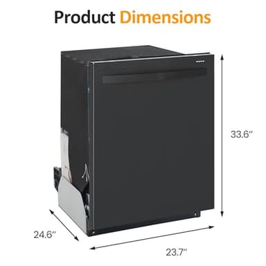 SUNVIVIPRO 24" Built-in Dishwasher, Stainless Steel Dishwasher Machine with Adjustable Racks, 14–16 Place Settings Large Capacity Dish Washer, 8 Wash Programs, Energy Star Certified, Black - Image 7