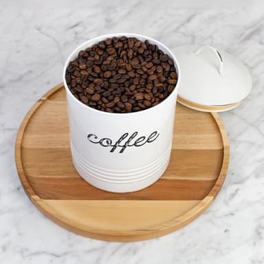 AuldHome Design Enamelware White Coffee Canister; Rustic Distressed Style Tea Storage for Kitchen - Image 7