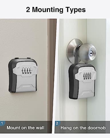 Puroma Lock Box, Key Lock Box Wall Mount & Portable Combination Lockbox with Resettable Code, Security Lockbox for Outside House Keys, Apartment Realtors Spare Keys Storage (1 Pack, Gray) - Image 4
