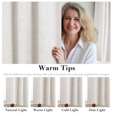 H.VERSAILTEX Ivory Curtains Blackout, 100% Blackout Linen Curtains with White Thermal Insulated Liner, Grommet Drapes Blackout Curtains for Living Room (2 Panels, 42 x 84 Inch, Ivory) - Image 5