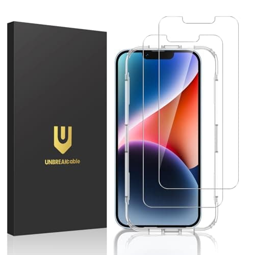 UNBREAKcable 2-Pack Screen Protector for iPhone 16e/13/13 Pro/14, Double Shatterproof Tempered Glass [Easy Installation] [9H Hardness] [99.99% HD] [Case Friendly] for Apple 13 Pro/13/14/16e 6.1 inch - Image 1