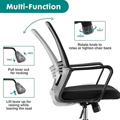 OLIXIS Drafting Chair - Tall Standing Office Desk Chair with Adjustable Foot Ring, Chair with Ergonomic Lumbar Support, Adjustable Height, Breathable Mesh, Darkblack - Image 5