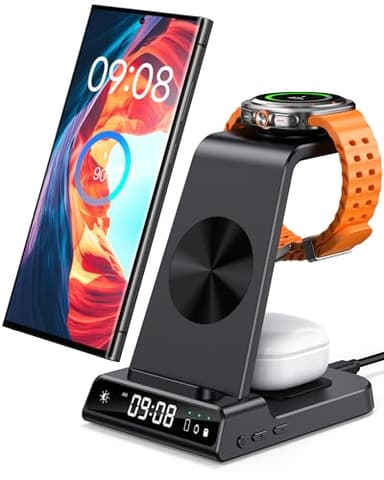 Wireless Charger for Samsung, 3 in 1 Wireless Charging Station for Samsung Galaxy S25 Ultra/S24 Ultra/S23/S22/Note 20/Z Flip 7/Fold 6, Charger for Samsung Galaxy Watch Ultra/8/7/6, Galaxy Buds 3/3 Pro - Image 1