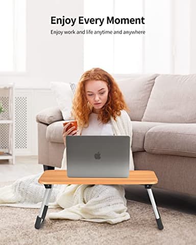 Ruxury Folding Lap Desk Laptop Stand Bed Desk Table Tray, Breakfast Serving Tray, Portable & Lightweight Mini Table for Sofa Couch Floor - - Wood - Image 2