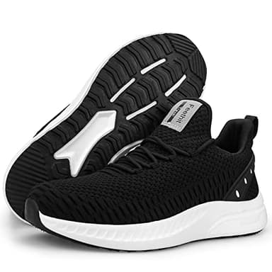 Feethit Mens Slip On Walking Shoes Blade Tennis Shoes Non Slip Running Shoes Lightweight Workout Shoes Breathable Mesh Fashion Sneakers Black White Size 10 - Image 5