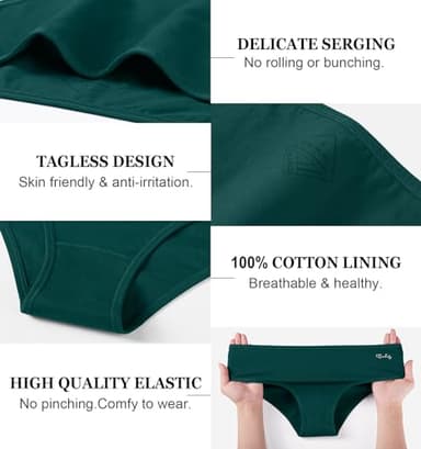 coskefy Womens Panties Soft Breathable Cotton Briefs Underwear Comfortable Low Rise Hipster Underpants 6 Pack - Image 5