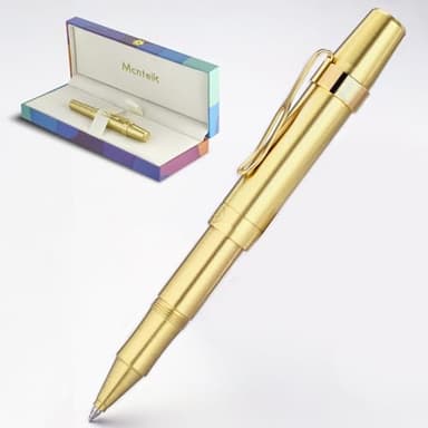 MCNTEIK EDC Luxury Gel Pen, Brass Body,24k Gilded Clip,Heavy Pocket Pen,Best Pen for Men, Women, Include Fancy Gift Box,Spare black Refill,Classic,Sport,Nice Office Designer Pens Set - Image 7