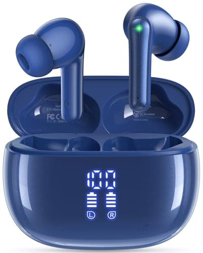 HUIFU Ear Buds Wireless Earbuds - Bluetooth Headphones 40H Playtime LED Display Deep Bass Stereo in-Ear Earphones with IPX7 Waterproof for iPhone Android Phone Tablet Laptop, Navy Blue - Image 1